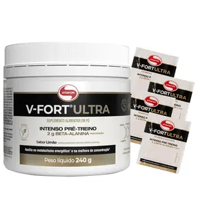 V Fort Ultra Pré Treino Sabor Limão Vitafor 240g Ganhe Brinde