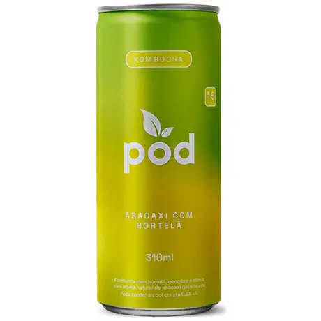 Kombucha Pod Sabor Abacaxi e Hortelã 310ml