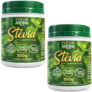 Kit 2 Adoçante de Stévia Cristal Color Andina Foods 100g
