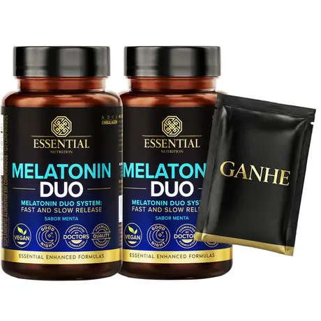 Kit 2 Melatonin Duo Essential Nutrition 120 Comp Ganhe Sachê