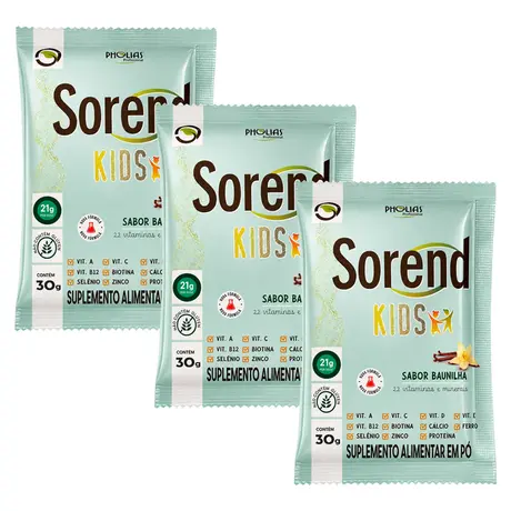 Kit 3 Sorend Kids Pholias 30g Sabor Baunilha