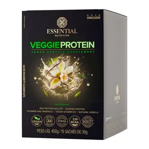Veggie Protein Vanilla Essential Nutrition 15 Sachês de 30g