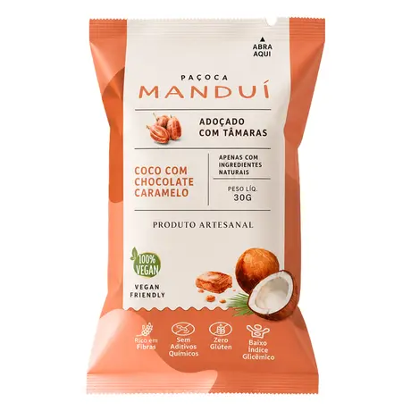 Paçoca com Coco e Chocolate Caramelo Manduí 30g