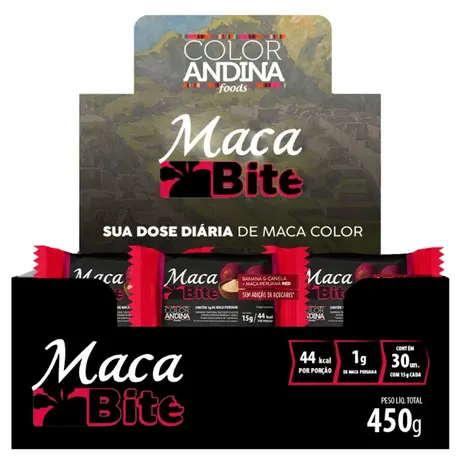 Maca Bite Protein Red Color Andina Foods 30 Unidades de 15g