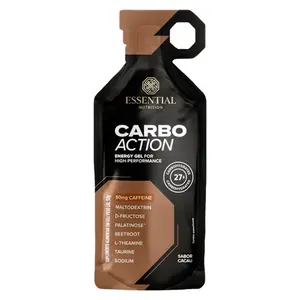 Carbo Action Energy Gel com Cafeína Essential Nutrition Sachê 50g Sabor Cacau