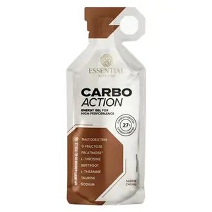 Carbo Action Energy Gel sem Cafeína Essential Nutrition Sachê 50g Sabor Cacau