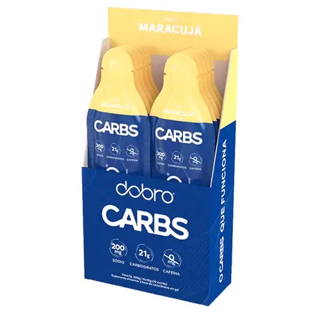 Gel de Carboidrato Carbs sem Cafeína Dobro Sabor Maracujá Caixa com 10 Sachês 30g