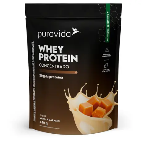 Whey Protein Concentrado Puravida 450g Vanilla Caramel