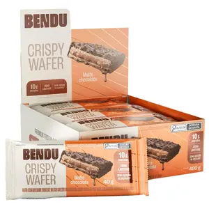 Kit 12 Crispy Wafer Bendu 40g Sabor Malte Chocolate 40g
