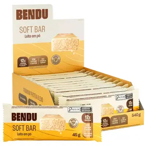 Kit 12 Barra de Proteína Soft Bar Bendu 45g Sabor Leite em Pó