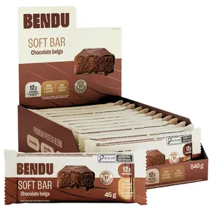 Kit 12 Barra de Proteína Soft Bar Bendu 45g Sabor Chocolate Belga