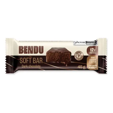 Barra de Proteína Soft Bar Bendu 45g Sabor Dark Chocolate