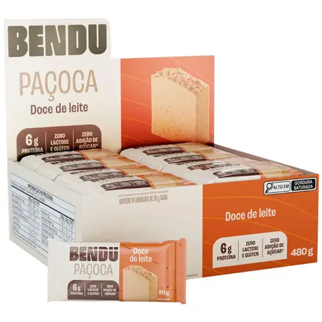 Kit 24 Paçoca Bendu Sabor Doce de Leite 20g