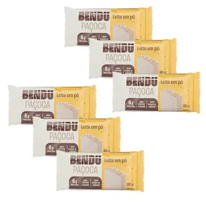 Kit 6 Paçoca Bendu Sabor Leite em Pó 20g
