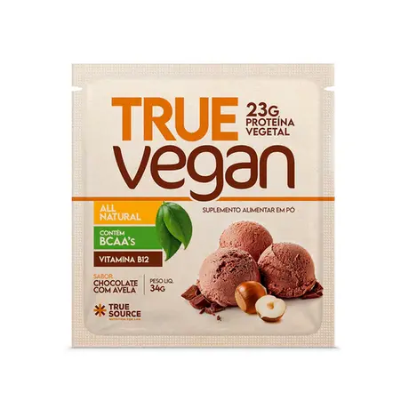 True Vegan True Soure 34g Sabor Chocolate com Avelã