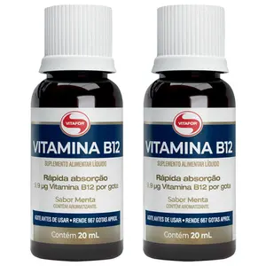 Kit 2 Vitamina B12 em gotas da Vitafor Sabor Menta 20mL