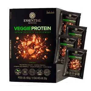 Veggie Protein Cacao Essential Nutrition Cx 13 Sachês 35g Ganhe Brinde