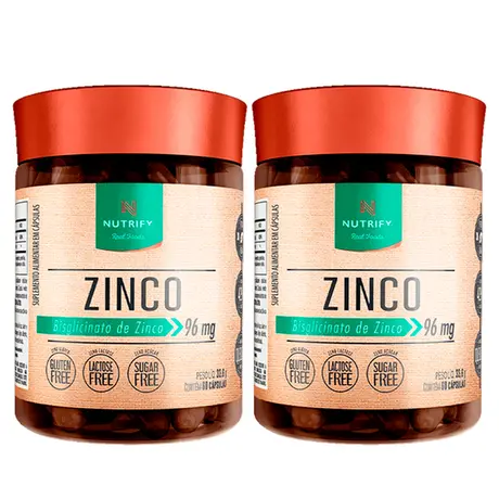 Kit 2 Zinco Bisglicinato Nutrify 60 Cápsulas
