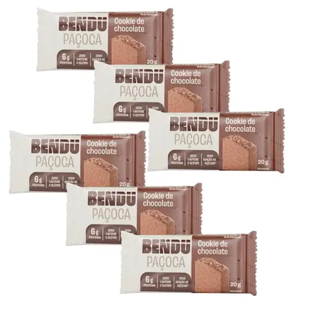 Kit 6 Paçoca Bendu Cookie de Chocolate 20g