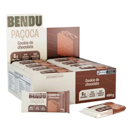 Kit 24 Paçoca Bendu Cookie de Chocolate 20g