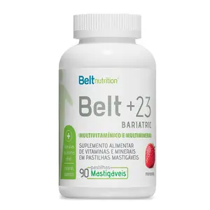 Belt + 23 Bariatric Vitaminas e Minerais Belt Nutrition 90 Pastilhas Mastigáveis Morango