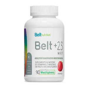 Belt + 23 Multi Vitaminas e Minerais Belt Nutrition 90 Pastilhas Mastigáveis Morango