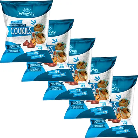 Combo 5 Biscoito Fit Cookies com Whey Protein 45g