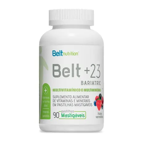 Belt + 23 Vitaminas e Minerais Belt Nutrition 90 Pastilhas Mastigáveis Frutas Vermelhas