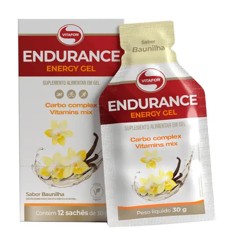 Endurance Energy Gel Vitafor Sachê 30g Baunilha Caixa com 12 Sachês de 30g