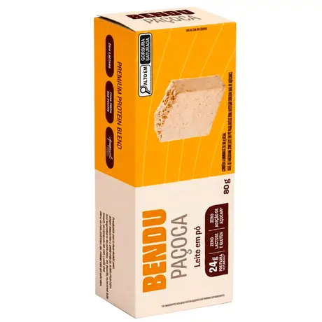 Paçoca Bendu Sabor Leite em Pó Caixa com 4 Unidades de 20g