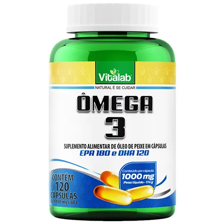 Ômega 3 18 EPA 12 DHA 1000mg Vitalab 120 Cápsulas - Ômega 3 18 EPA 12 DHA 1000mg Vitalab 120 Cápsulas - VITALAB