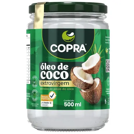 Óleo de Coco Extravirgem Copra 500ml Pote de Vidro