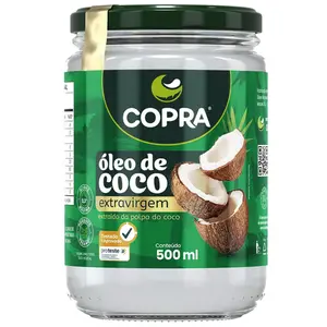Óleo de Coco Extravirgem Copra 500ml Pote de Vidro