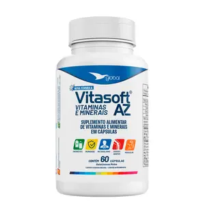 Vitasoft A-Z Vitaminas e Minerais Global Suplementos 60 Cápsulas