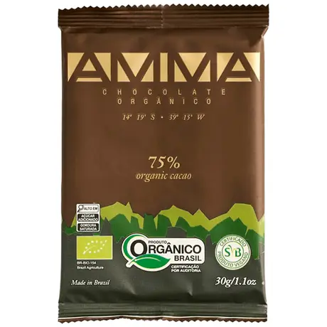 Chocolate Orgânico 75% Cacau Amma 30g