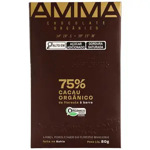 Chocolate Orgânico 75% Cacau Amma 80g