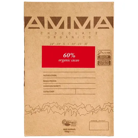 Chocolate Orgânico 60% Cacau Amma 500g