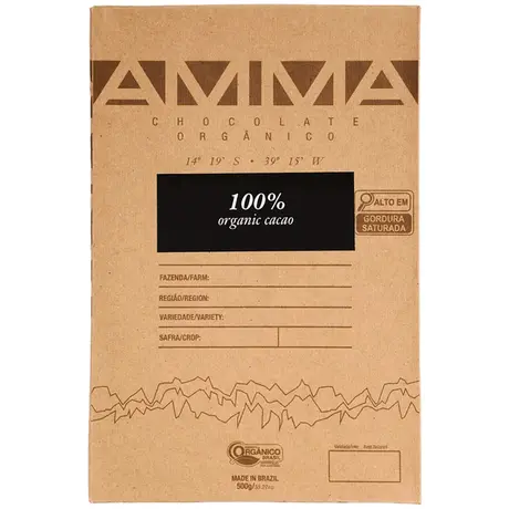 Chocolate Orgânico 100% Cacau Amma 500g