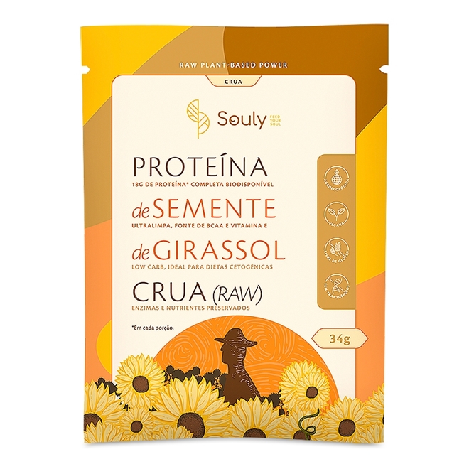 Proteína De Semente De Girassol Crua Souly 34g Proteína De Semente De Girassol Crua Souly 6432