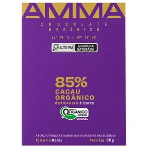 Chocolate Orgânico 85% Cacau Amma 80g