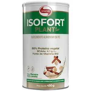 Isofort Plant Proteína Isolada de Ervilha e Arroz Vitafor Sabor Banana com Canela 450g