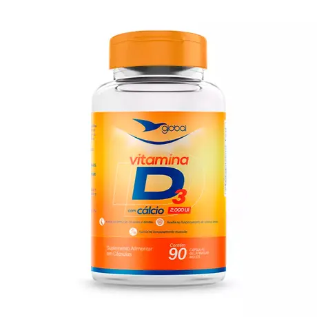 Vitamina D3 2000UI com Cálcio Global Suplementos 90 Cápsulas