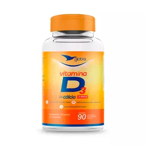 Vitamina D3 2000UI com Cálcio Global Suplementos 90 Cápsulas