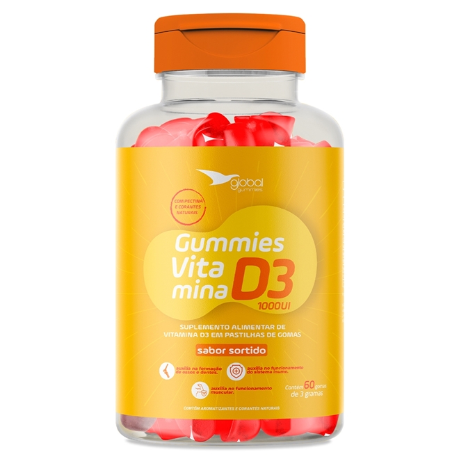 Vitamina D3 Gummies Global Suplementos 60 Gomas Vitamina D3 Gummies