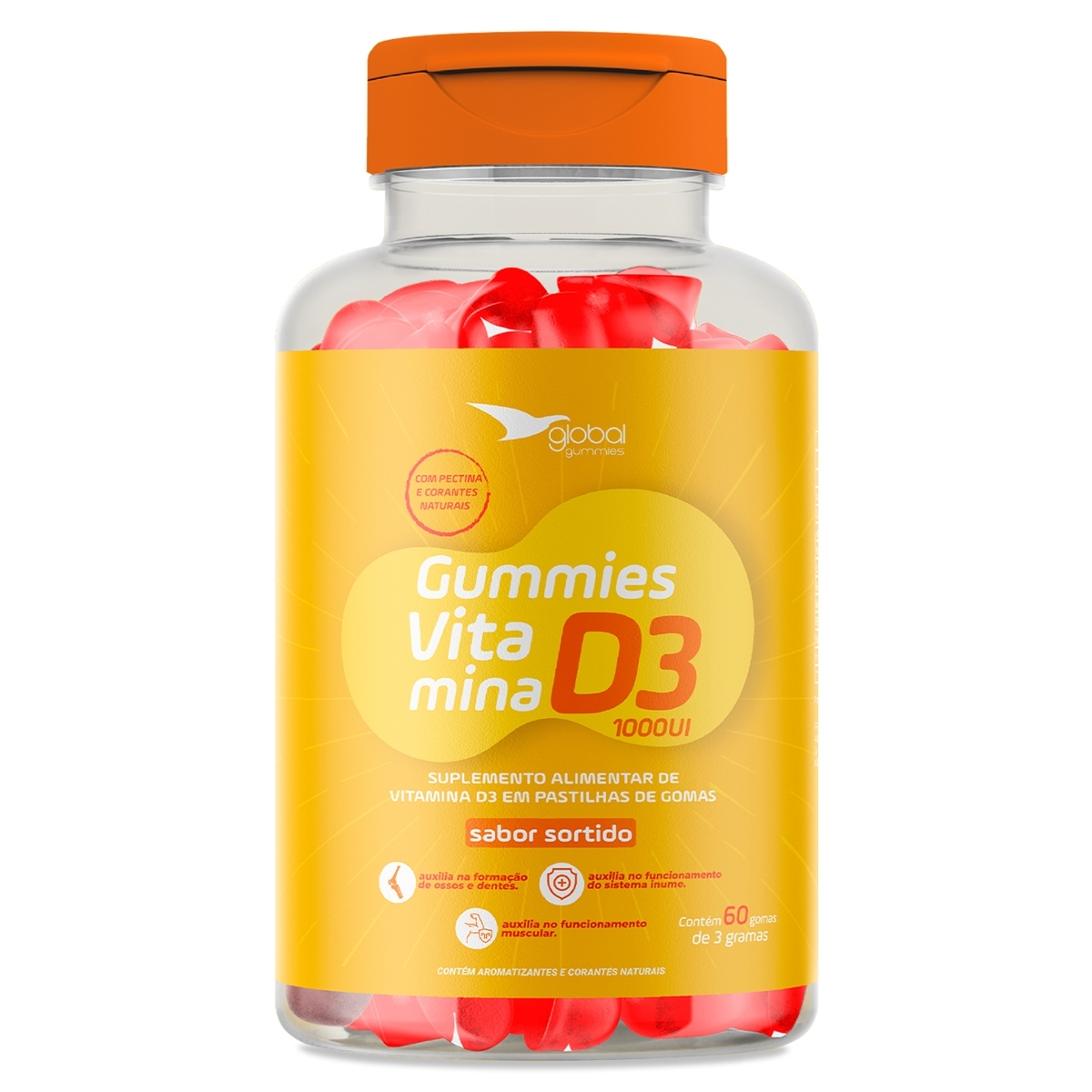 Vitamina D3 Gummies Global Suplementos 60 Gomas Vitamina D3 Gummies