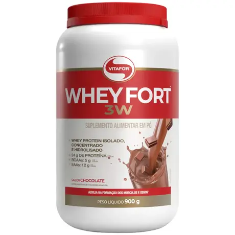 Whey Fort 3W Vitafor Sabor Chocolate 900g