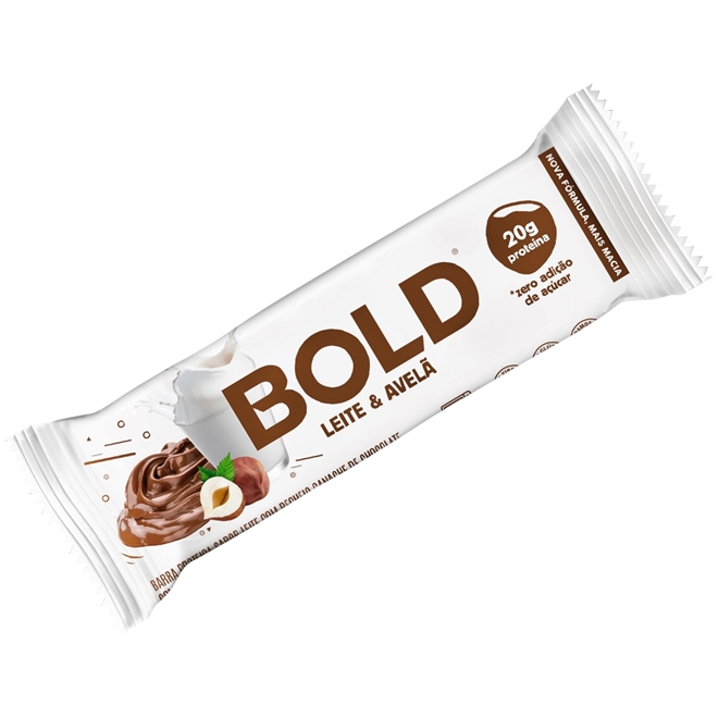 Barra de Proteína Bold Sabor Leite e Avelã 60g - Barra de Proteína Bold