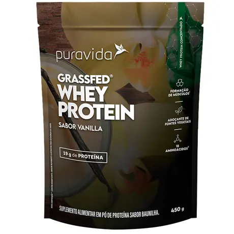 Whey Protein Grassfed Puravida Sabor Baunilha 450g