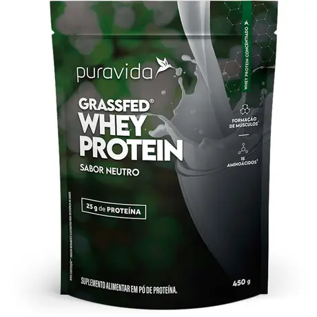 Whey Protein Grassfed Puravida Sabor Neutro 450g