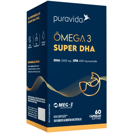 Ômega 3 Super DHA Puravida 60 Cápsulas
